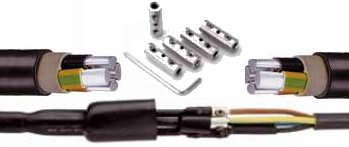 trousse et kit de jonction thermor&eacute;tractable &eacute;tanche avec connecteur