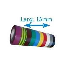 Ruban isolant adhésif couleurs larg 15 mm long 10 m. 10 rouleaux