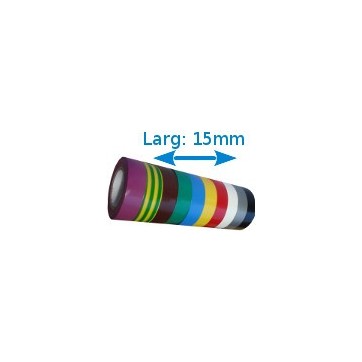 Ruban isolant adhésif couleurs larg 15 mm long 10 m. 10 rouleaux