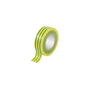 Ruban isolant adhésif vert-jaune larg 15 mm long 10 m