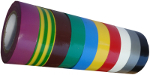 Ruban isolant adhésif couleurs larg 15 mm long 10 m, 10 rouleaux